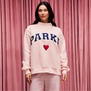 Parke Peony Denim Heart Valentine’s day Mockneck XL/XXL